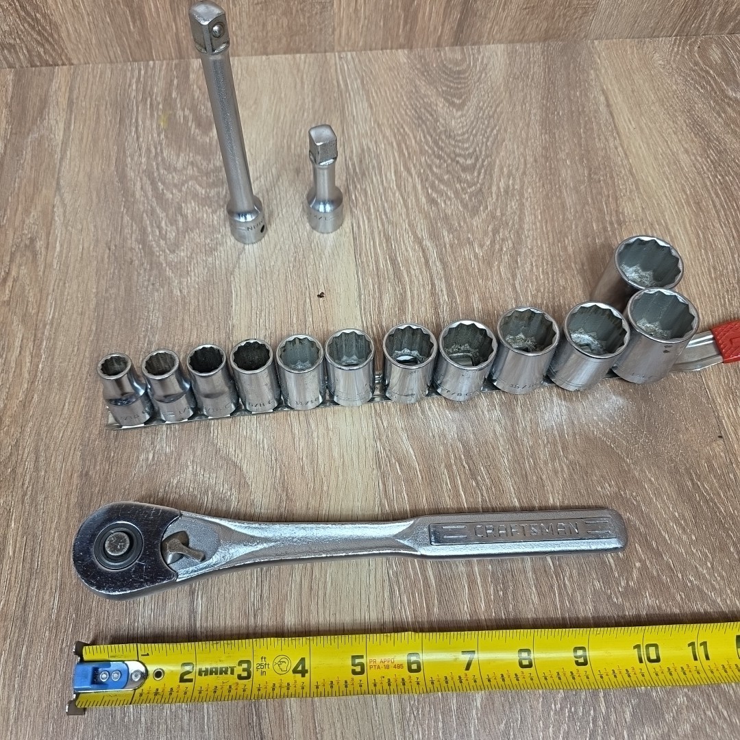 Vtg Craftsman Socket Set 1/2″ Drive 12 Point SAE Shallow 7/16″ To 1-1/8″ USA -V-