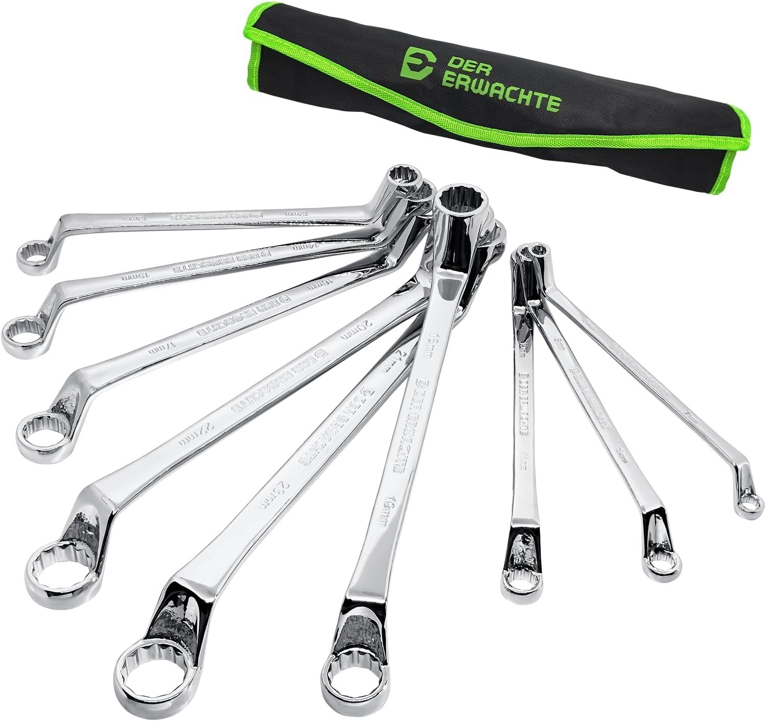 9 PCS Double Box End 75 Degree Deep Offset EXTRA LONG Wrench Tools Set 6-23Mm US