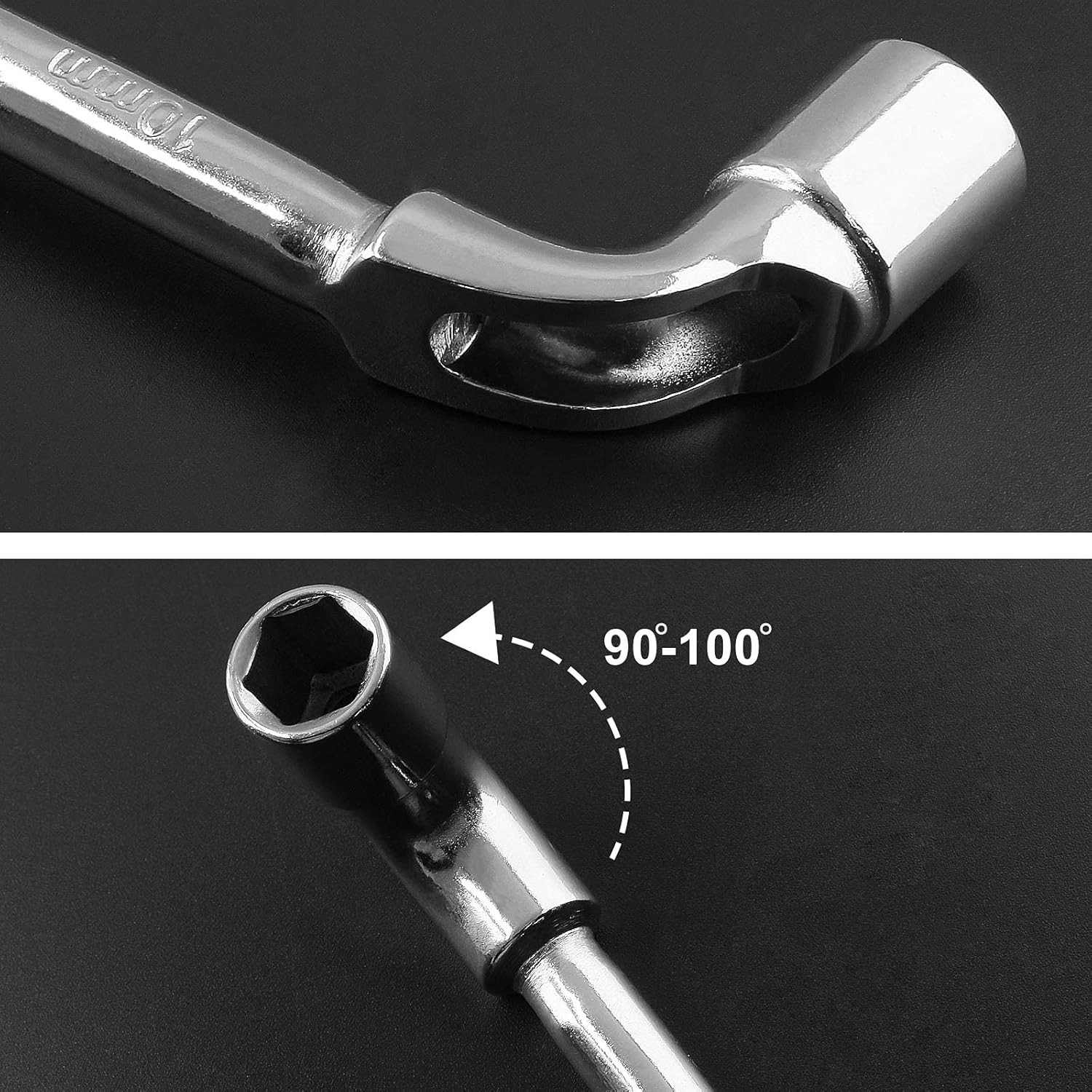 Piutouyar 10mm Metric L Shaped Angled Hex Socket Wrench, Double-Head Elbow Hex W