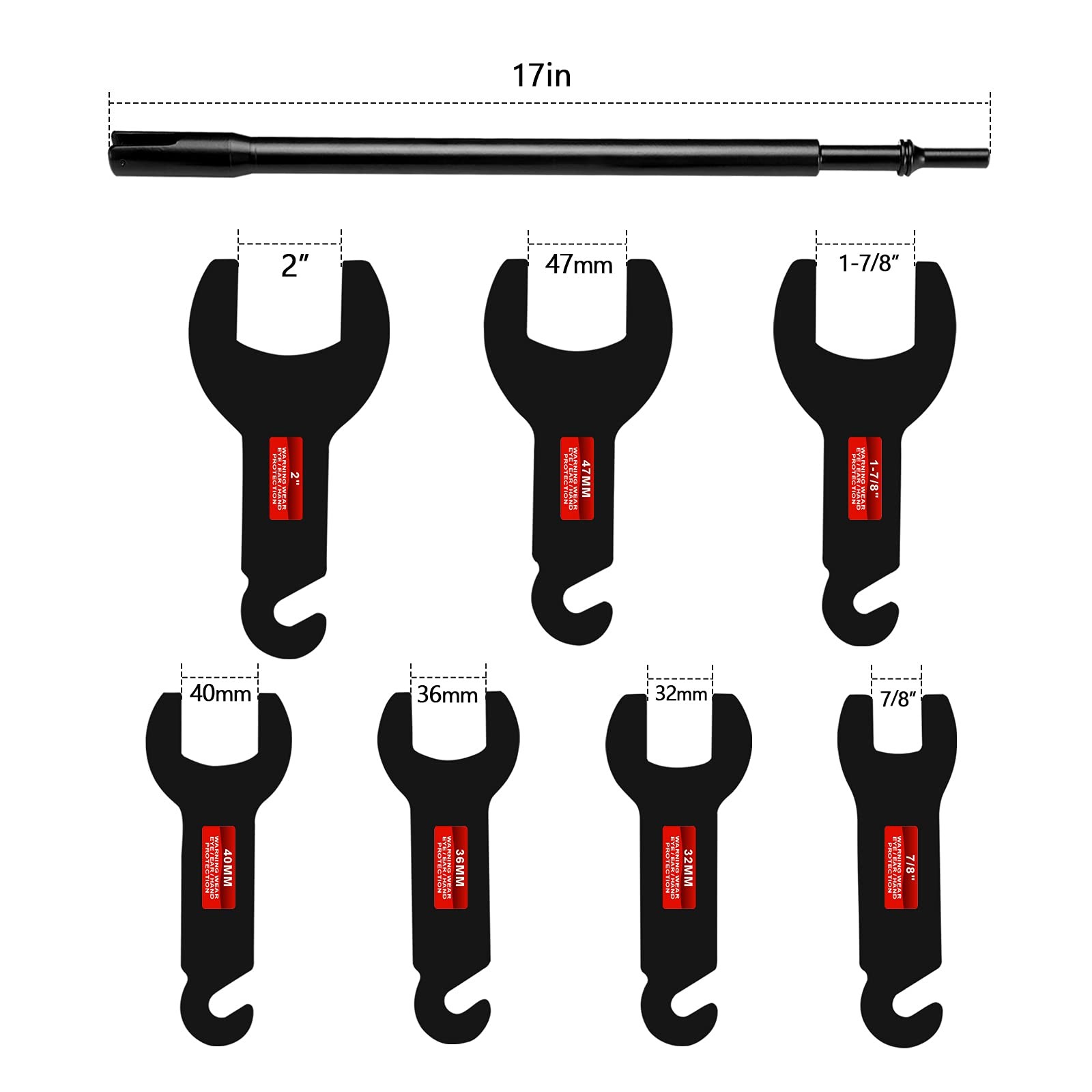 Pneumatic Fan Clutch Wrench Kit 8PCS Removal Tool Set Black HW9212 BETOOLL 43300