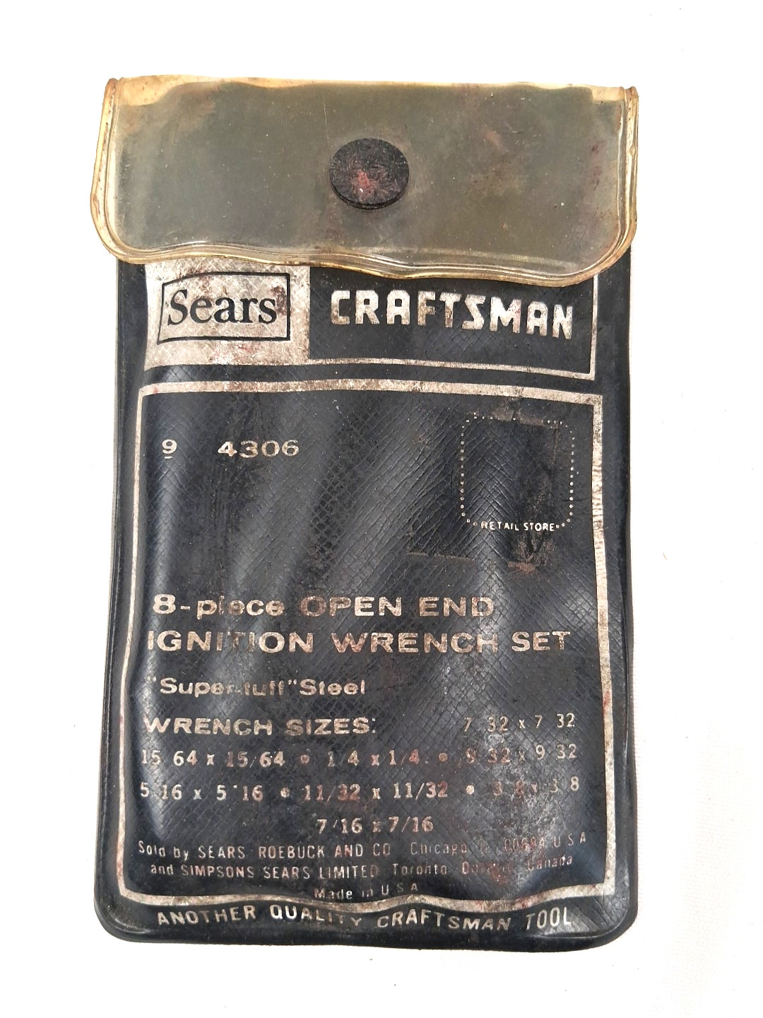 Craftsman 8 Pc Open End Ignition Wrench Set #9 4306 Vintage V Series