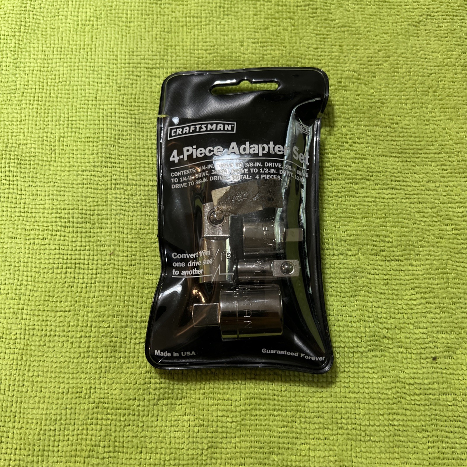 NOS Craftsman USA 4-Piece Ratchet 1/4 3/8 1/2 Adapter Set w/ Pouch 94235 NEW