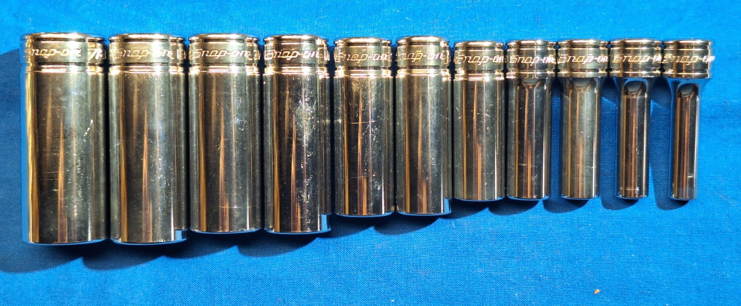 Snap On 11 pc 3/8″ Drive 6-Point SAE DEEP Socket Set 7/8″ – 1/4″ 211SFSY NEW !!
