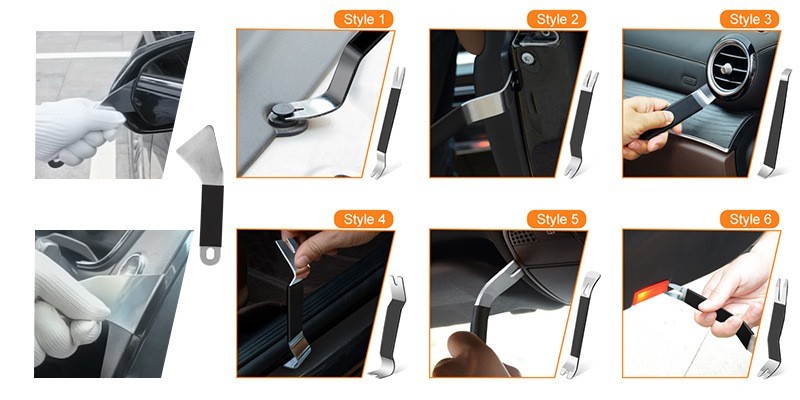 6PCS Car Trim Removal Tool Stainless Steel Two-end Trim Removal Level Pry Tools