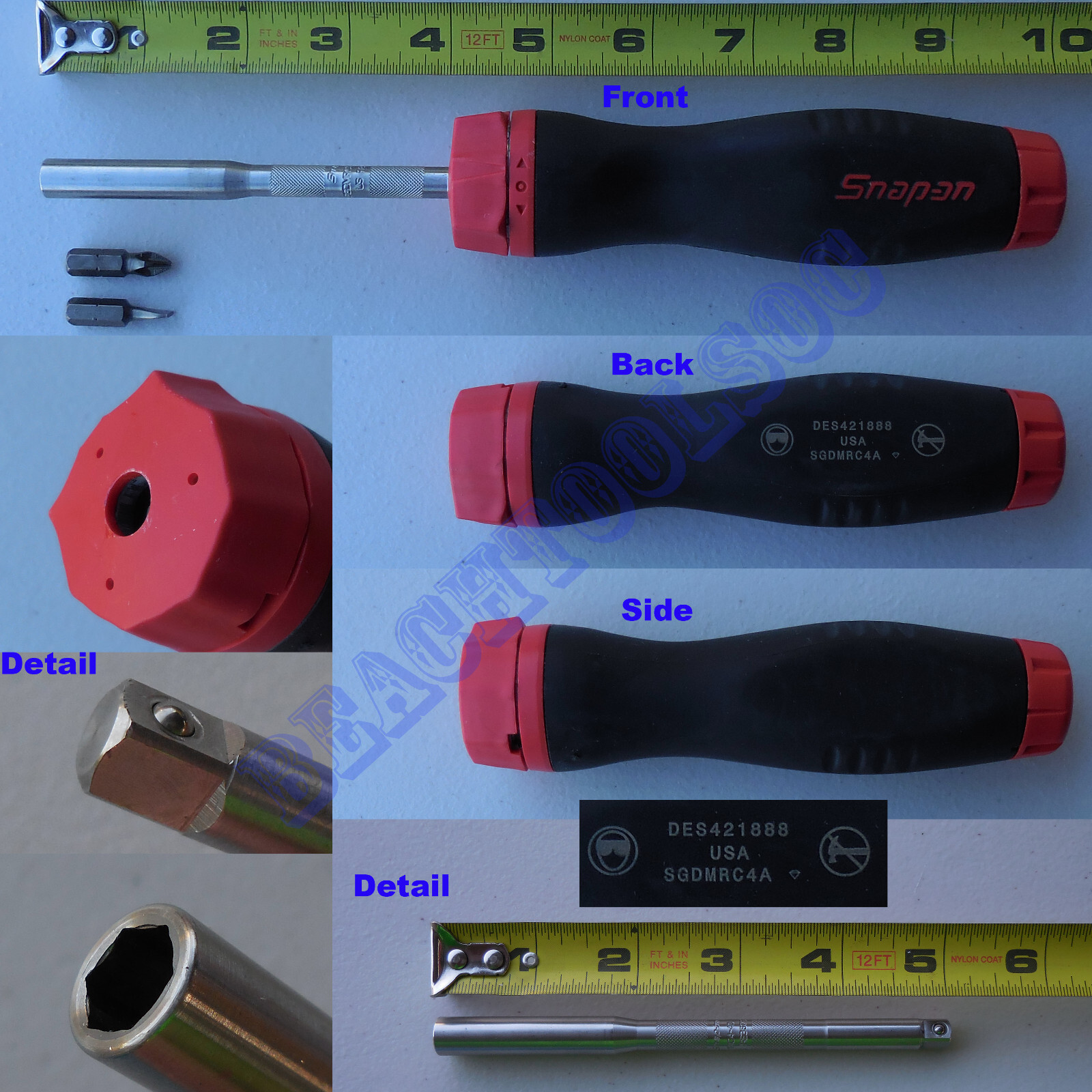 New Snap On Red Soft Grip Ratchet Screwdriver Interchangeable Shank – SGDMRC44B