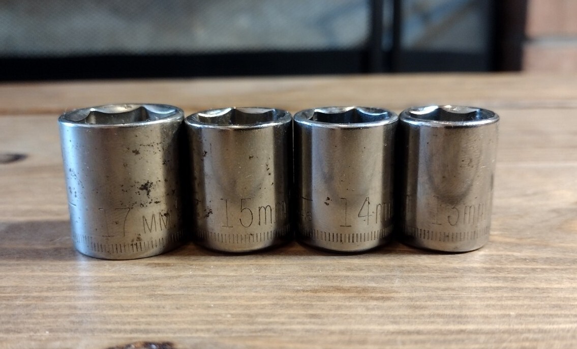 4-pc Craftsman -G- Metric 6 Point Shallow Socket 3/8″ Drive 13, 14, 15, 17mm