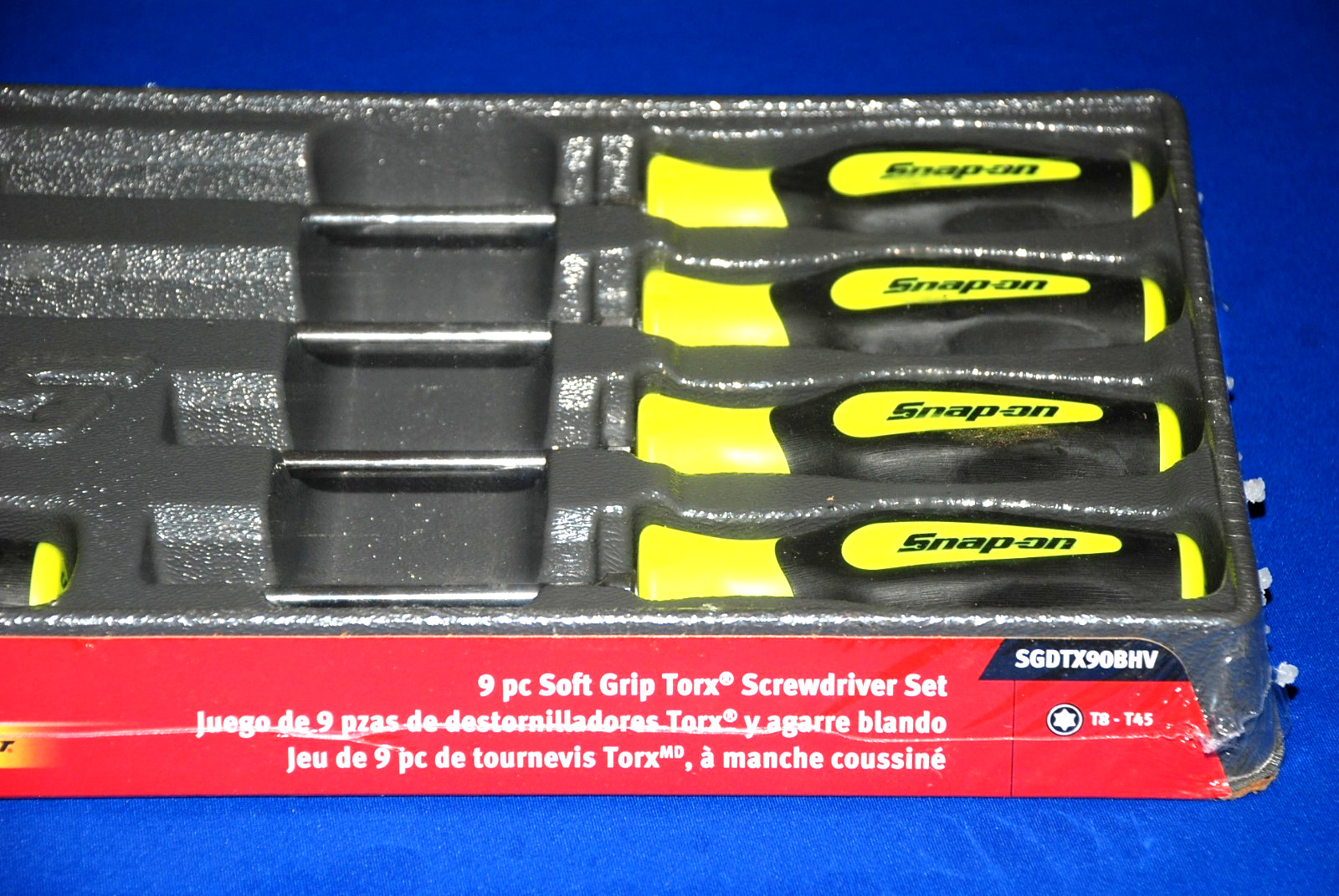 Snap-on NEW 9 Piece TORX Instinct Hi-Viz Yellow Soft Grip Screwdriver Set T8-T45