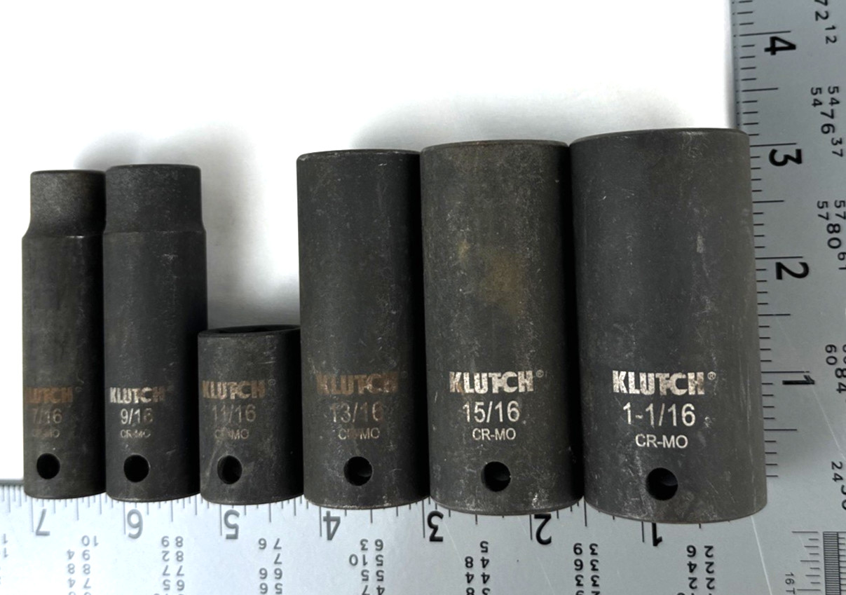Vintage Klutch Impact Sockets, Chrome Molybdenum + 1 Expert by Mac, Free Ship