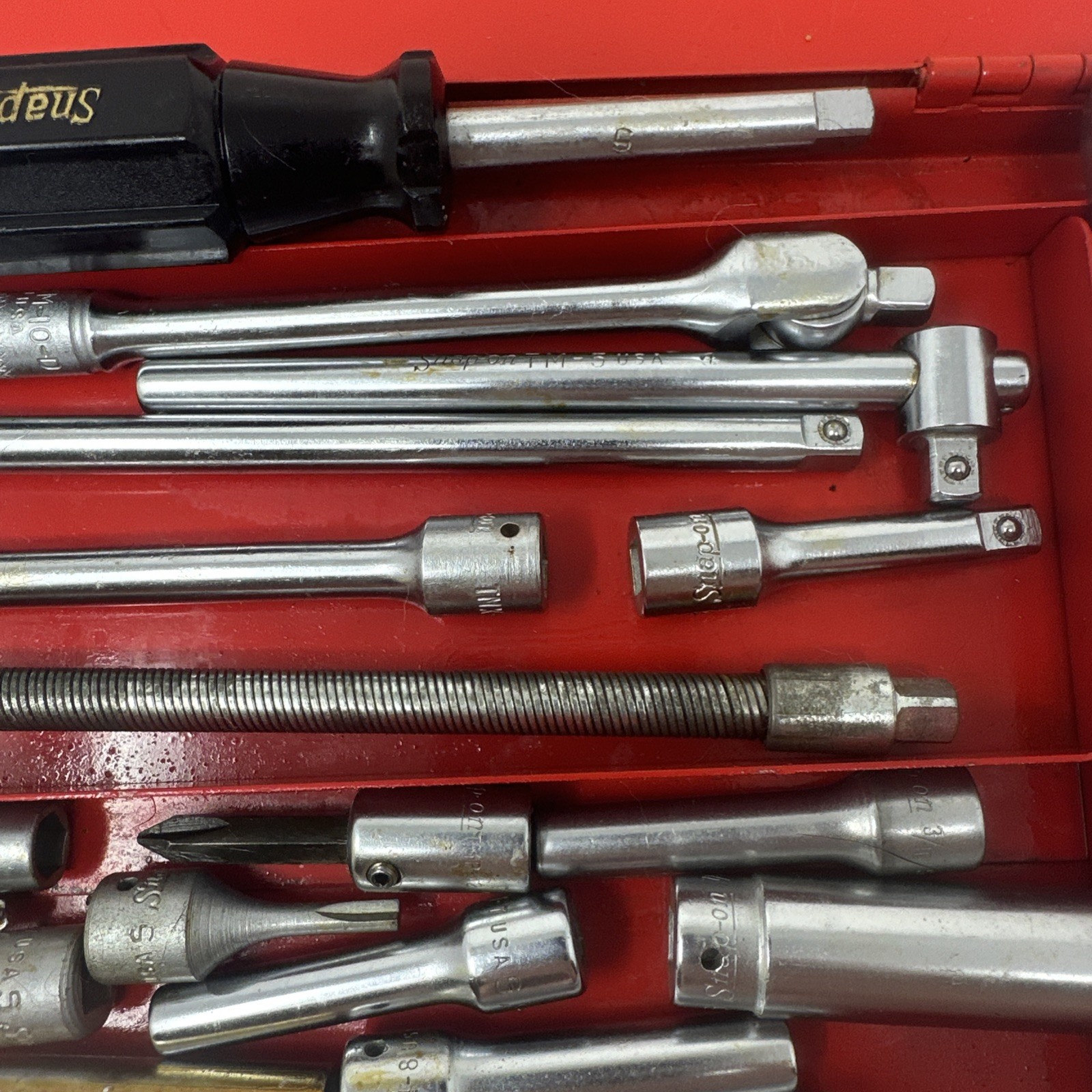 VTG Snap-On 42 Piece Socket Wrenches With Metal Case Dated 1955 Pre-Owned