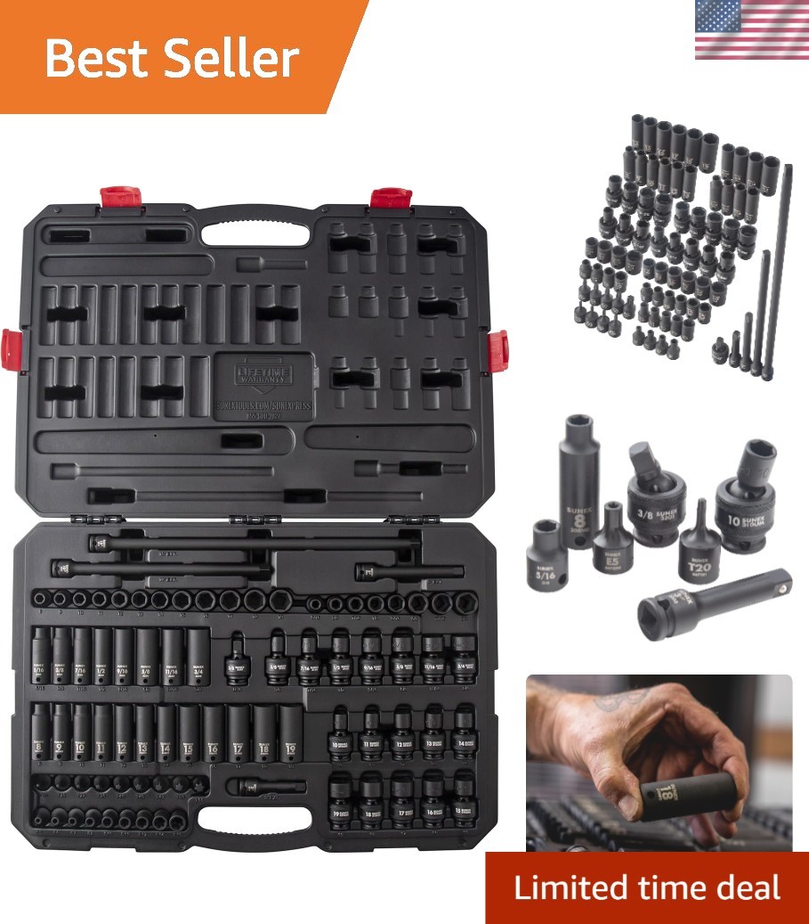 80 Piece 3/8 in. Drive Master Impact Socket Set, Universal, Star, External St…