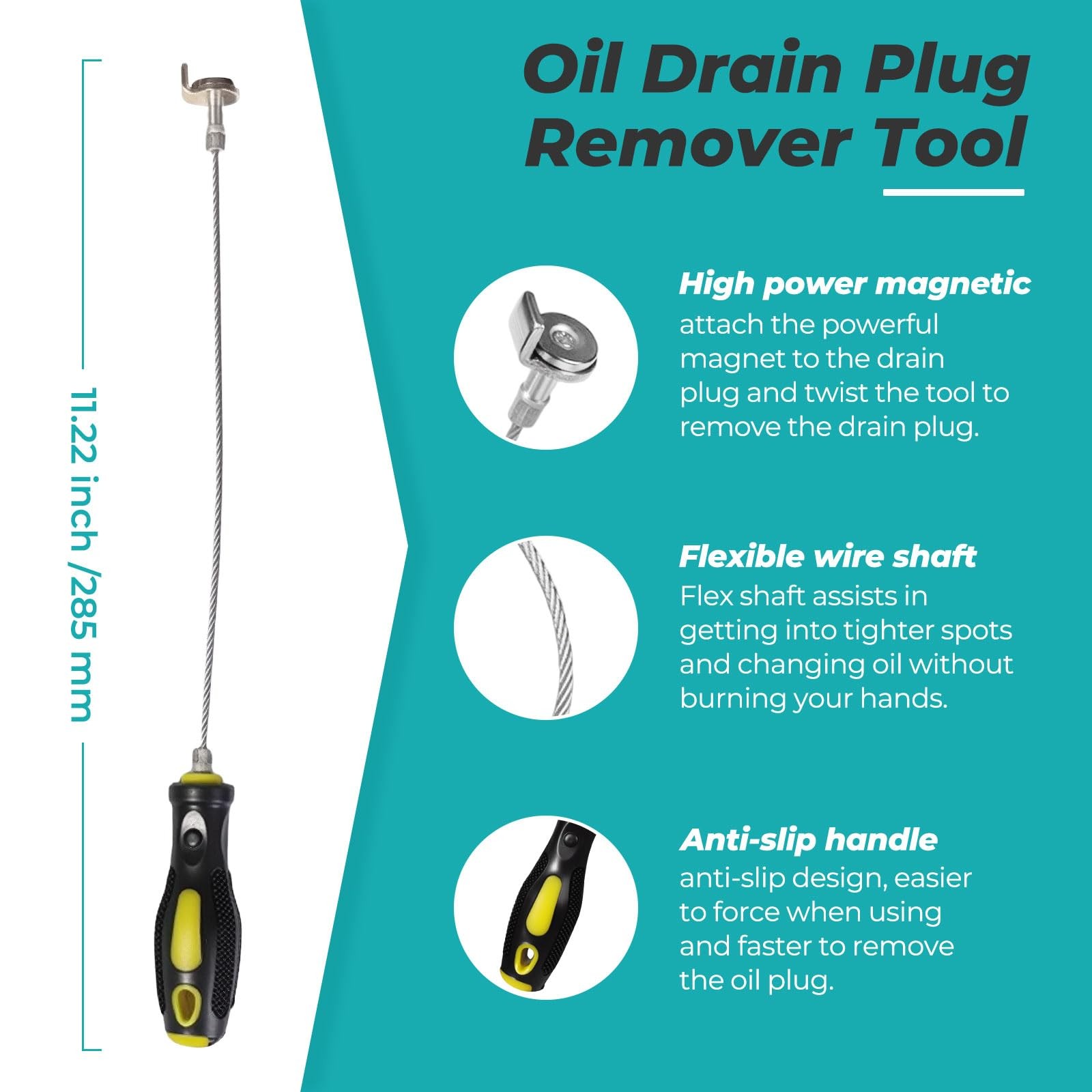 Magnetic Oil Drain Plug Tool Flexible Funnel Oil Change Mechanic