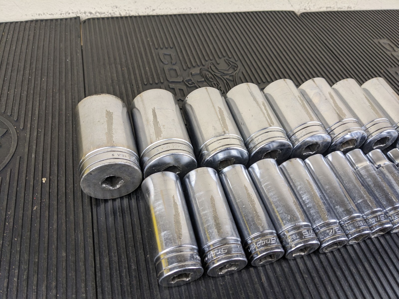 #bg790 Snap On 19 Piece 1/2″ Drive SAE Deep Socket Set 3/8-1-1/2″ USA