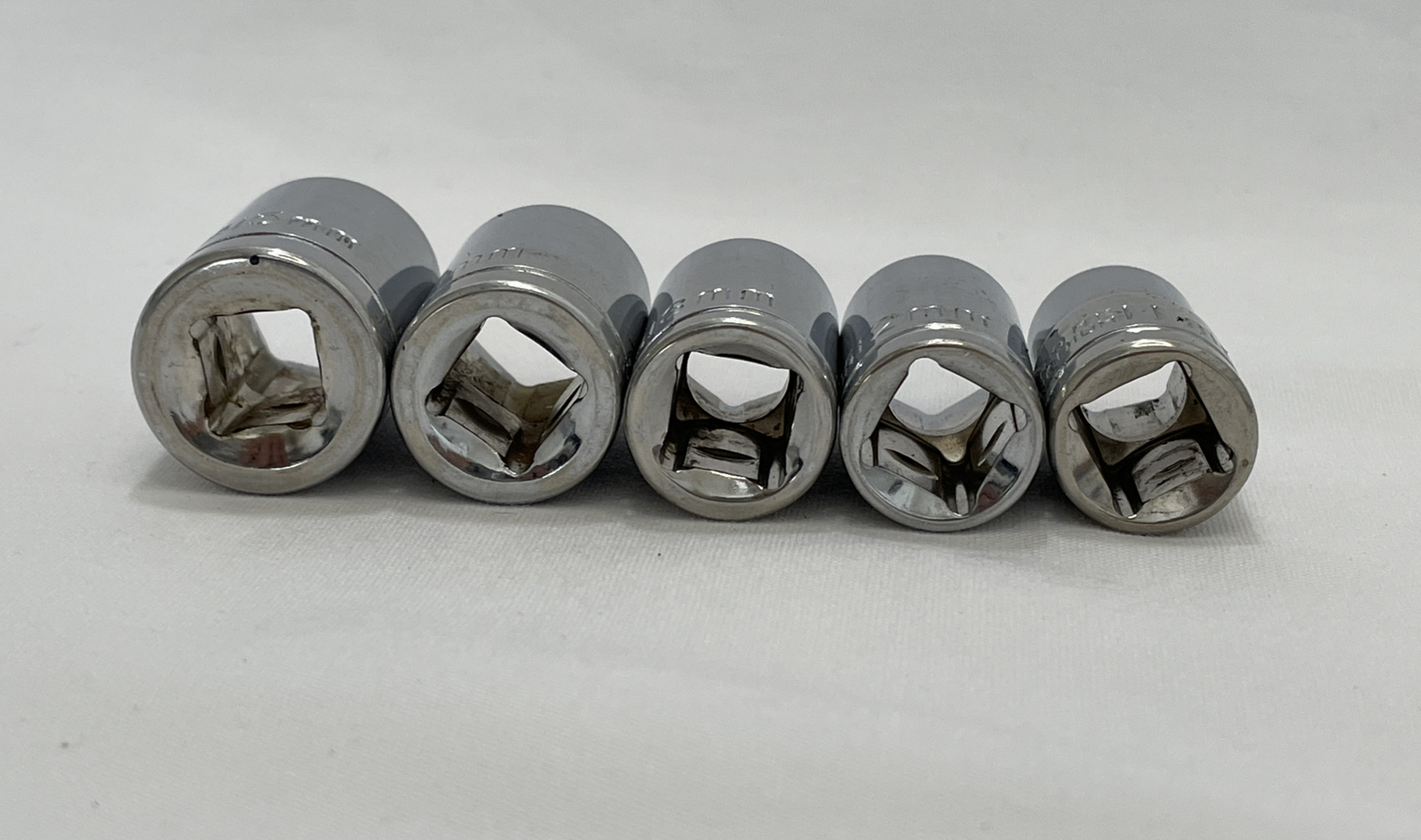 Vintage Chrome Vanadium 3/8”Drive Metric ￼15mm,14mm,13mm,12mm,11mm Lot Of 5