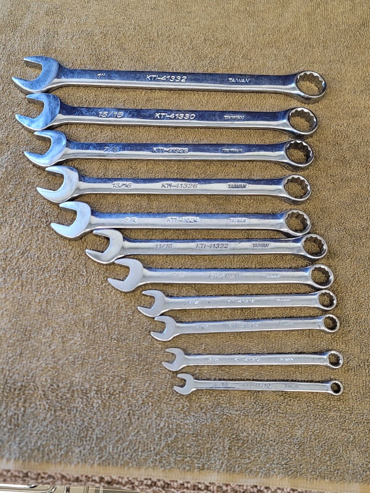 K Tool KTI Sae Combination Wrench Set 1″ 15/16 7/8 13/16 3/4 11/16 1/2 3/8 5/16