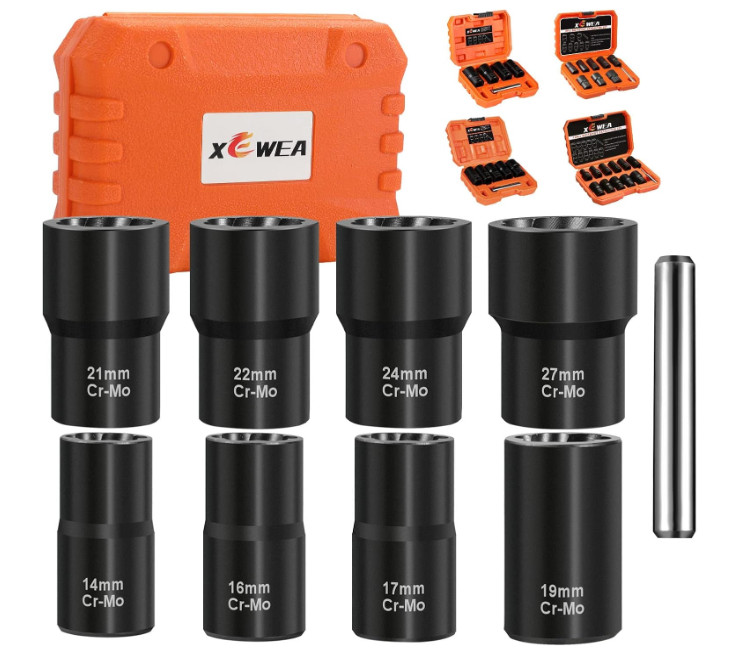 Bolt Nut Extractor Set, 1/2″ Drive Impact Lug Nut Wheel Lock Remover Socket Tool