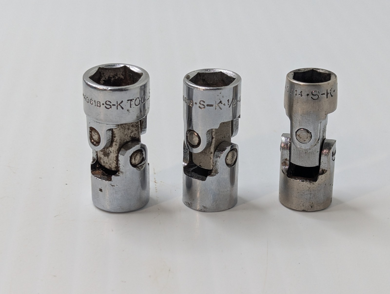 Lot Of 3 S-K 3/8″ Drive Universal Swivel Sockets 6-point 7/16, 1/2 & 9/16