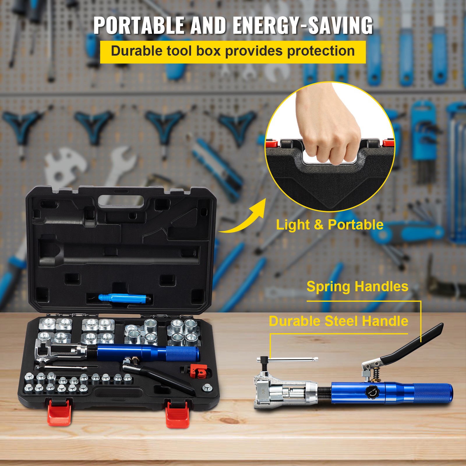 Uimoso Hydraulic Flaring Tool Kit for 45° Double Flares, 3/16″ to 1/2″ Tubes