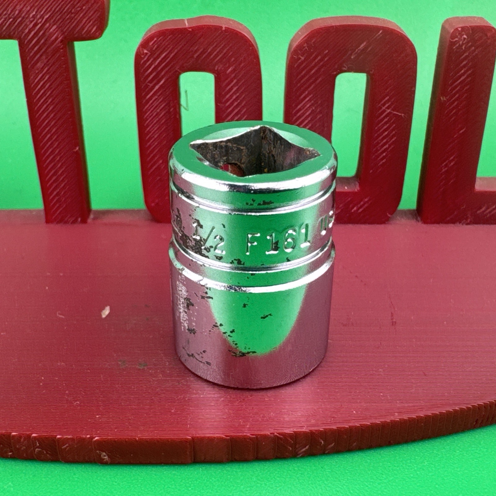 Snap On F161 3/8″ Drive 12-Point SAE 1/2″ Shallow Chrome Socket Engraved 2