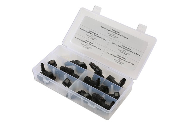 CONNECT 34030 Assorted 90° Angled Fuel Line Quick Connectors 7 bar 15 Pieces