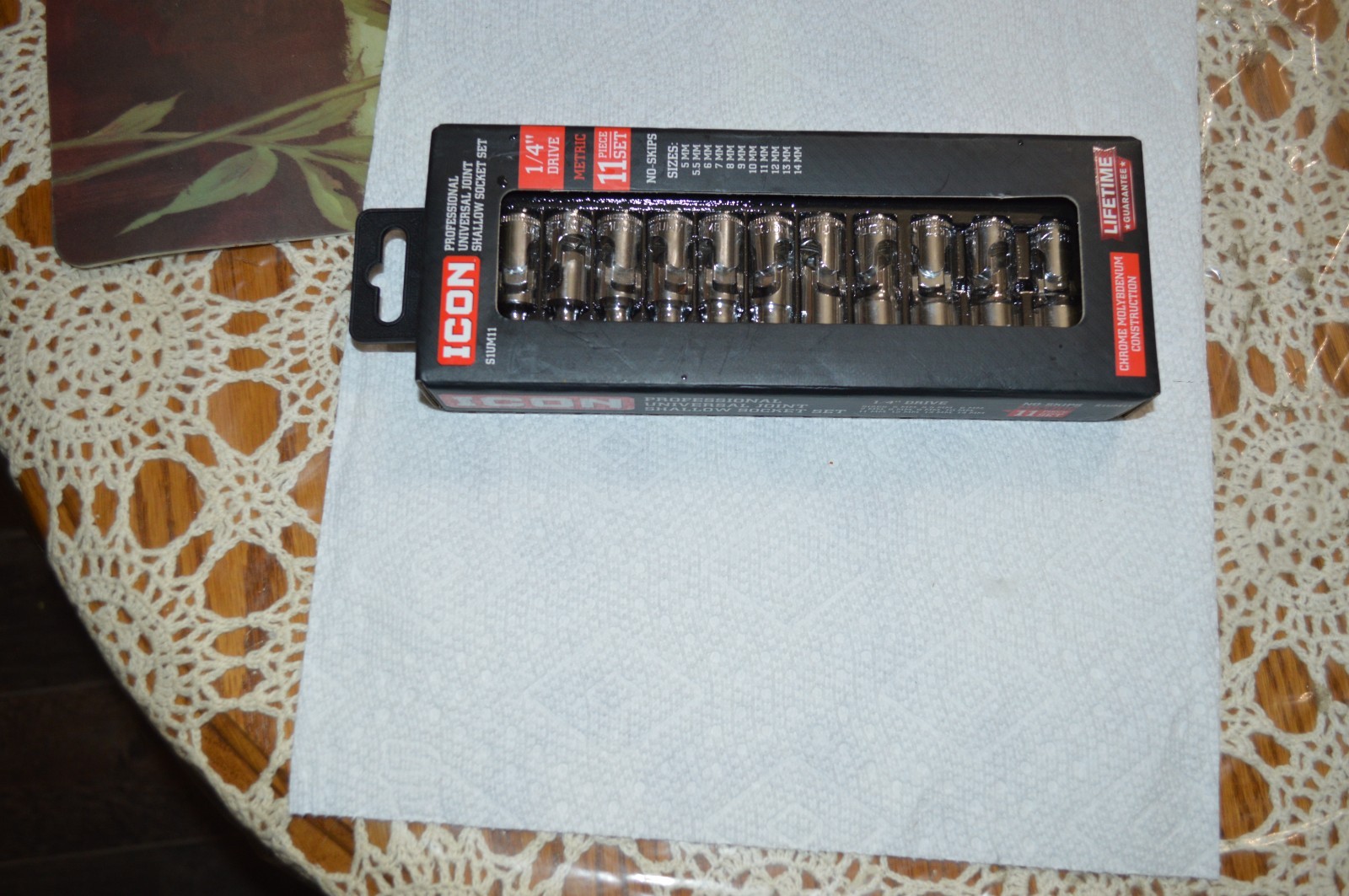 Icon S1UM11 1/4″ Drive Metric 11 Piece Universal Joint Shallow Socket Set 70298