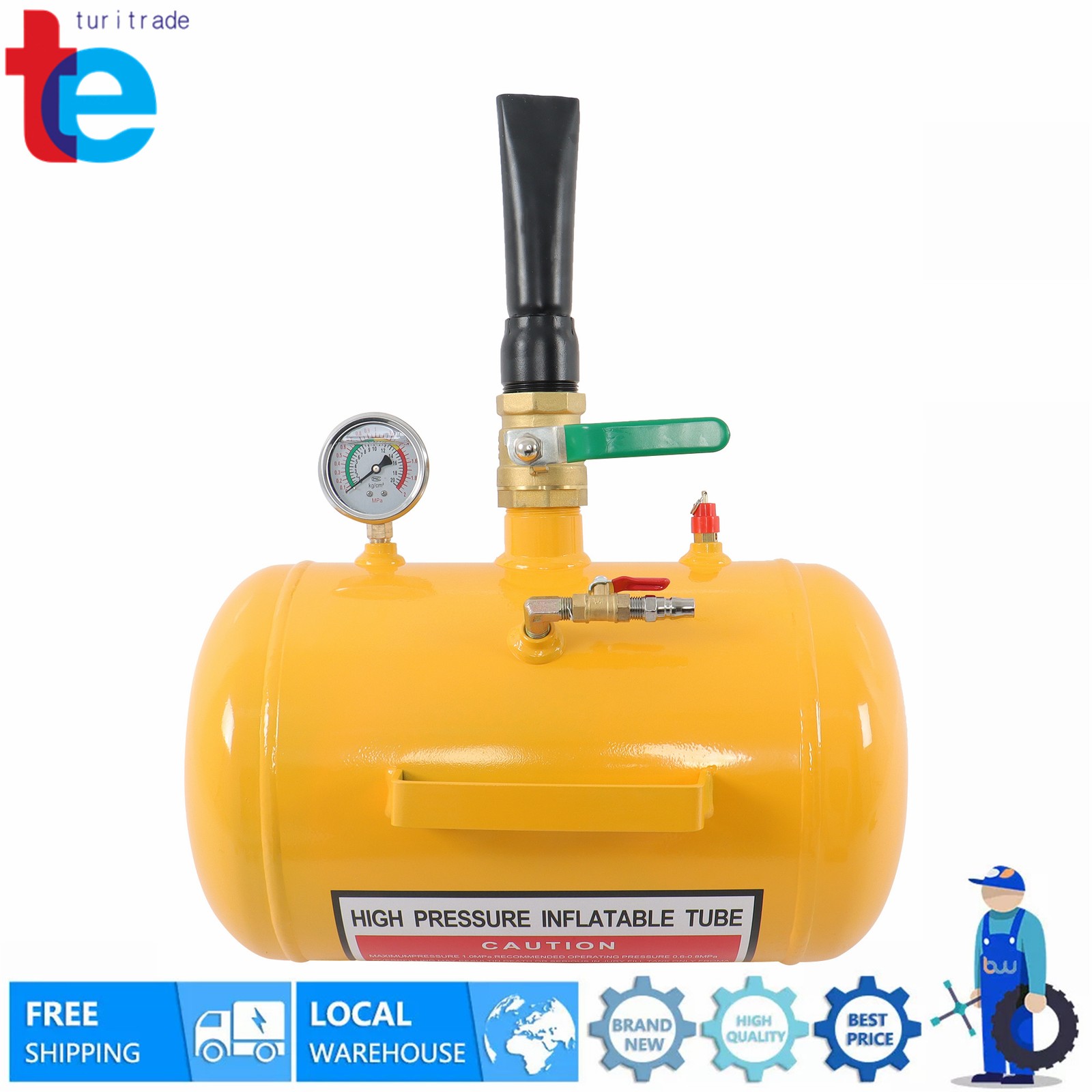 5 Gallon 145 psi Yellow Heavy Duty Air Tire Bead Seater Blaster Seating Tool