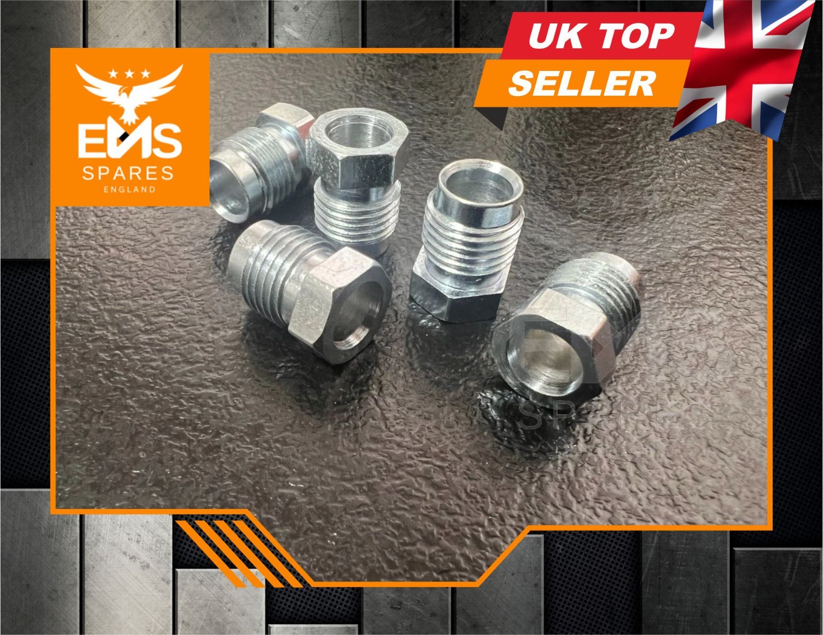 Brake Pipe Male Union Fittings 1/2″ x 20 UNF for 5/16″ Pipe Thread Steel – 5x