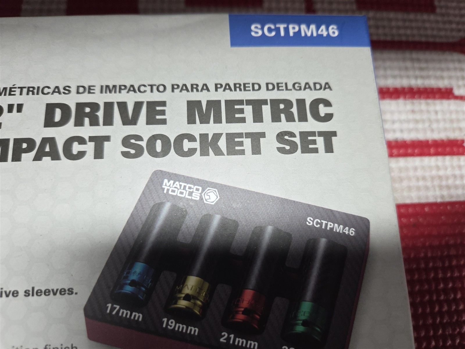 Matco Tools 4 Pc 1/2″ Dr Metric Thin Wall Impact Socket Set SCTPM46 Carbon Fiber
