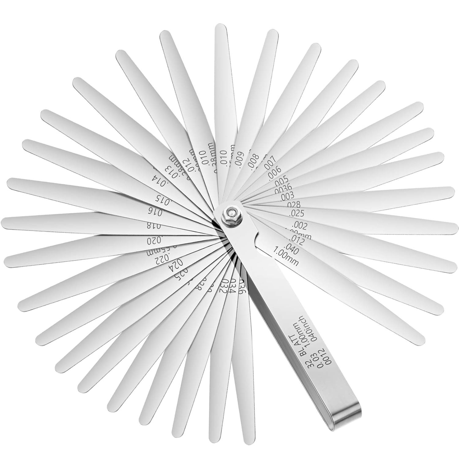 Hotop 32 Blades Steel Feeler Gauge Tapered Set 0.03-1 mm