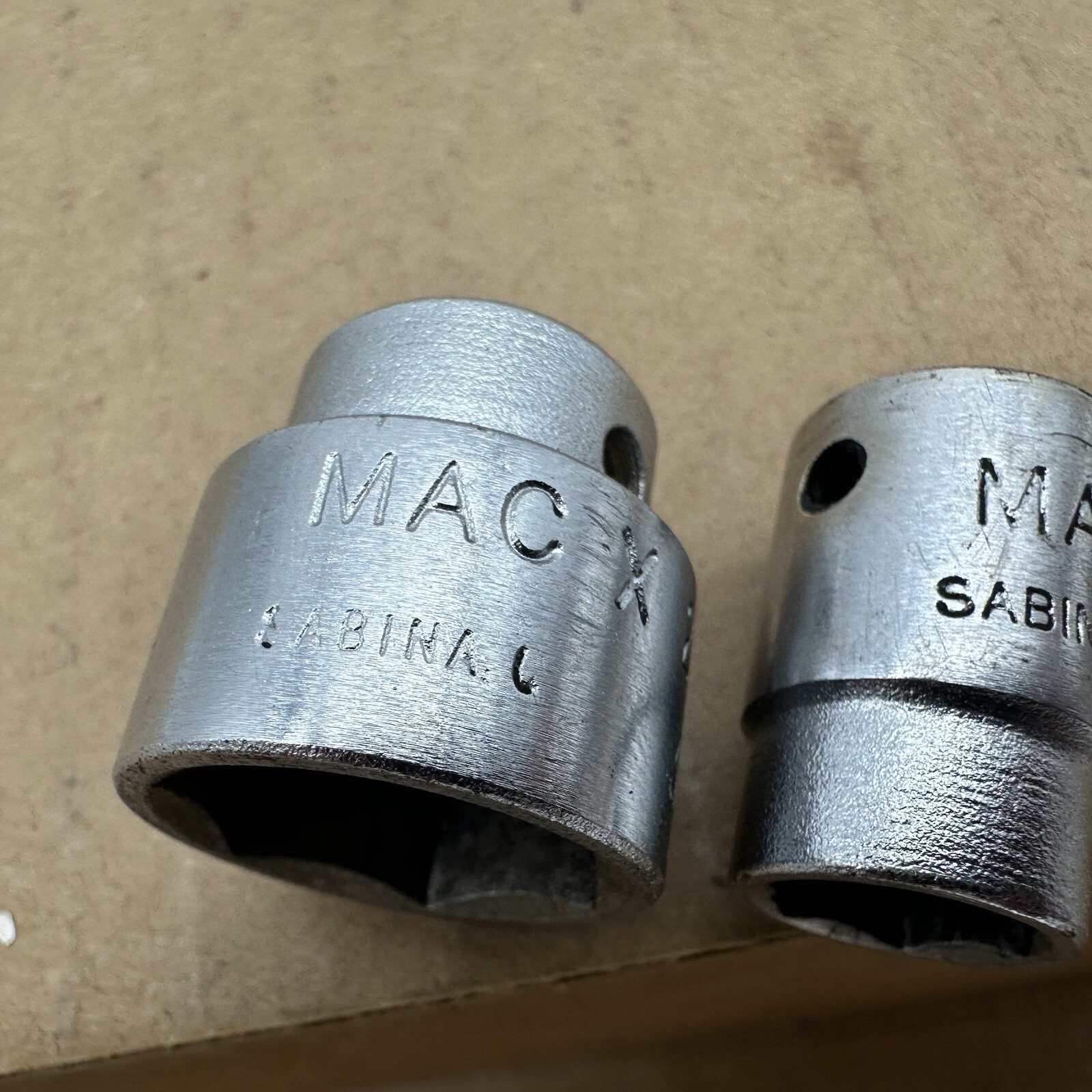 Lot 2 Vintage MAC 3/8″ Drive 6 Point Shallow Sockets USA X246 3/4 X146 7/16” VGC