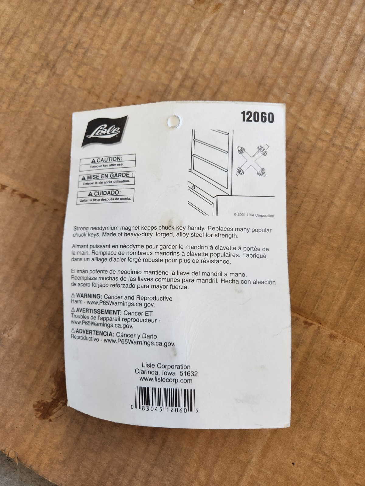 Lisle 12060 Large Master Magnetic Chuck Key with 4 Sizes