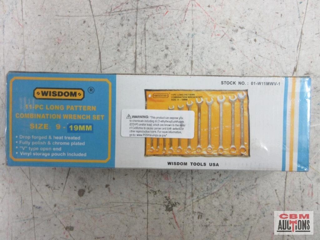 Wisdom 01-W11MWV-1 – 11pc Metric Long Pattern Combination Wrench Set (9mm – 19mm