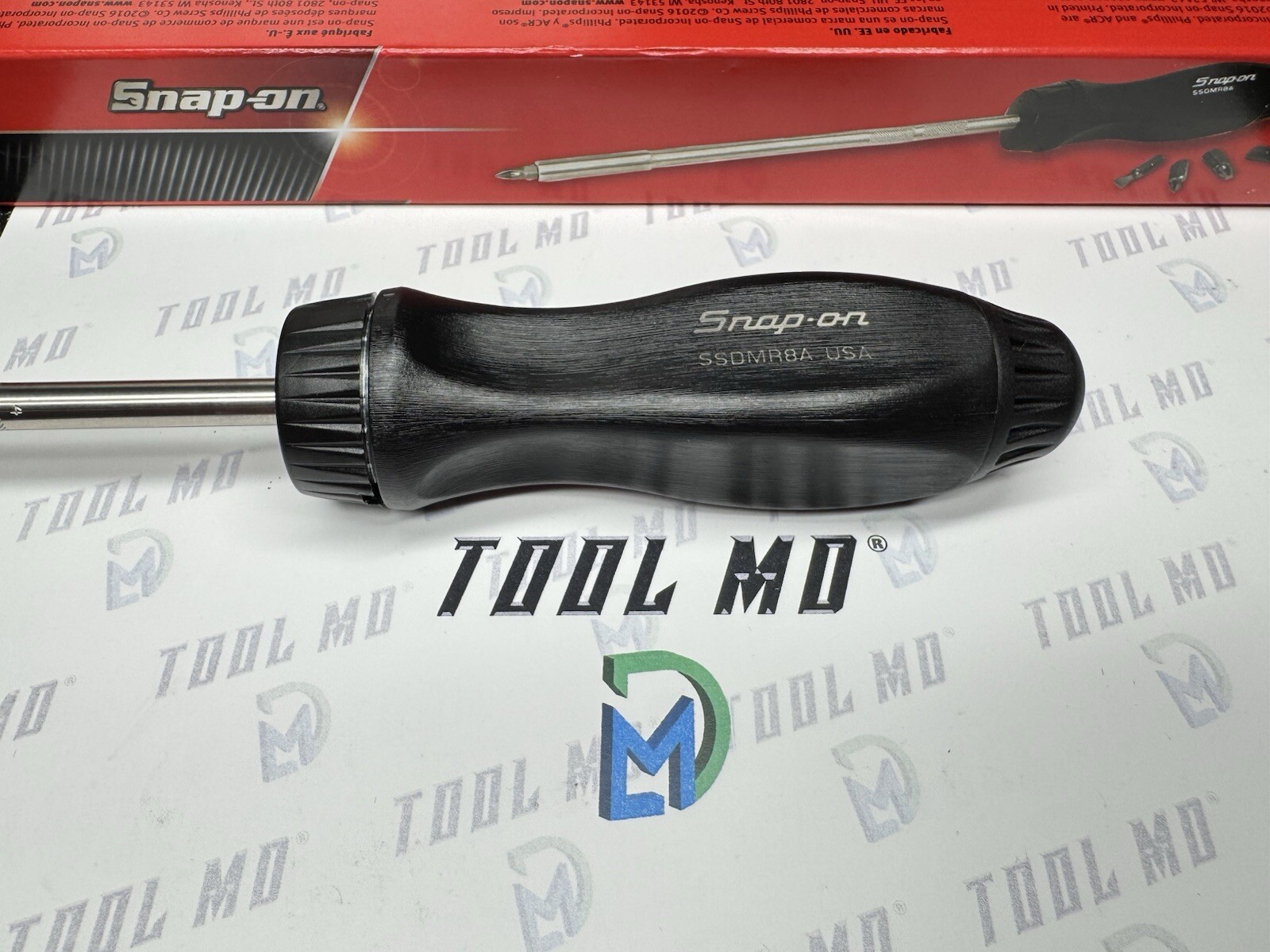 Snap-on Tools USA NEW BLACK Hard Grip 8″ Shaft Ratcheting Screwdriver SSDMR8A