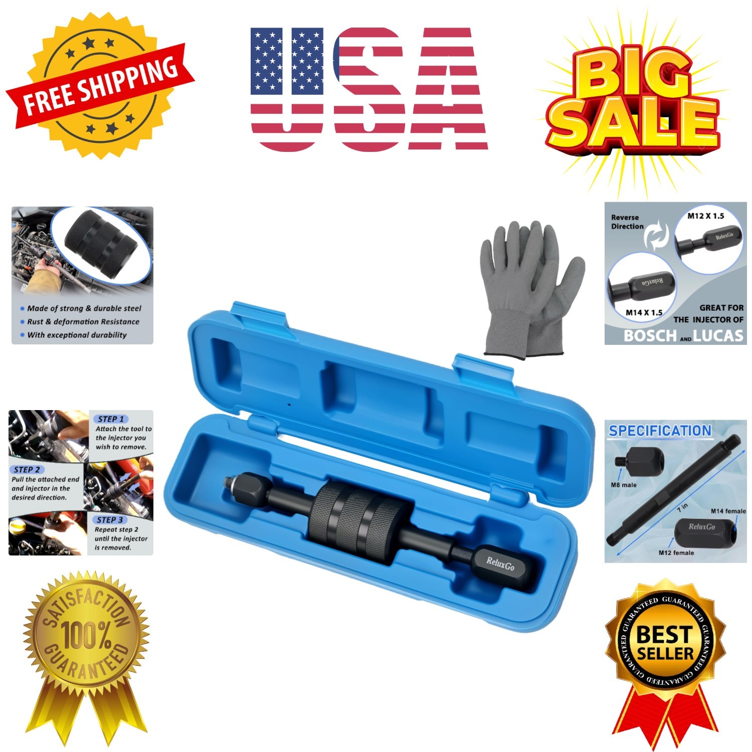 Diesel Injector Puller Tool with Slide Hammer, Common Rail Injector Remover w…