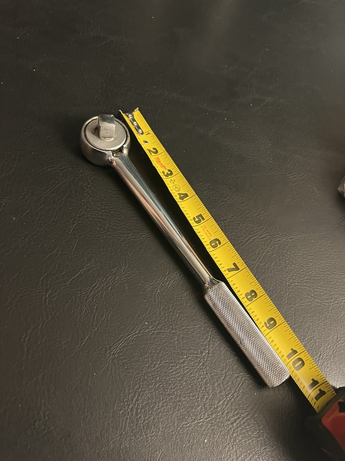 S-K Tools Chrome 1/2″ Dr Ratchet # 42470 USA 10″ Long Knurled Handle Reversible