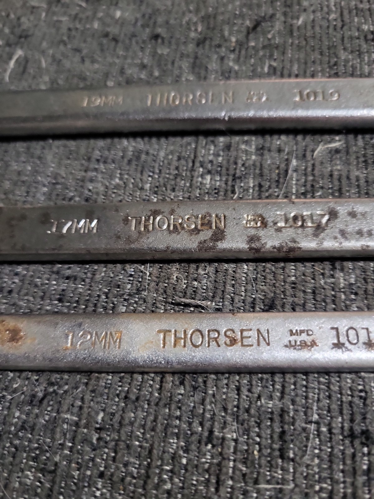 Set Of 3 Vintage Thorsen Combination Wrenches 1019, 1017, 1012. 12mm, 17mm, 19mm