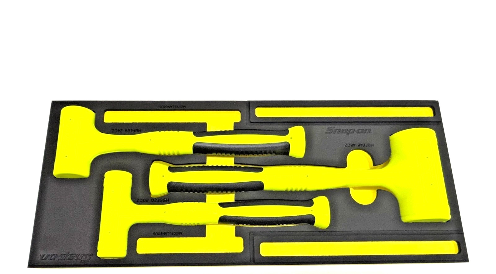 New Snap-on™ HBFE302FHV 24 20 48 oz Hi-Viz Flat Faced Dead Blow Hammer Foam Set
