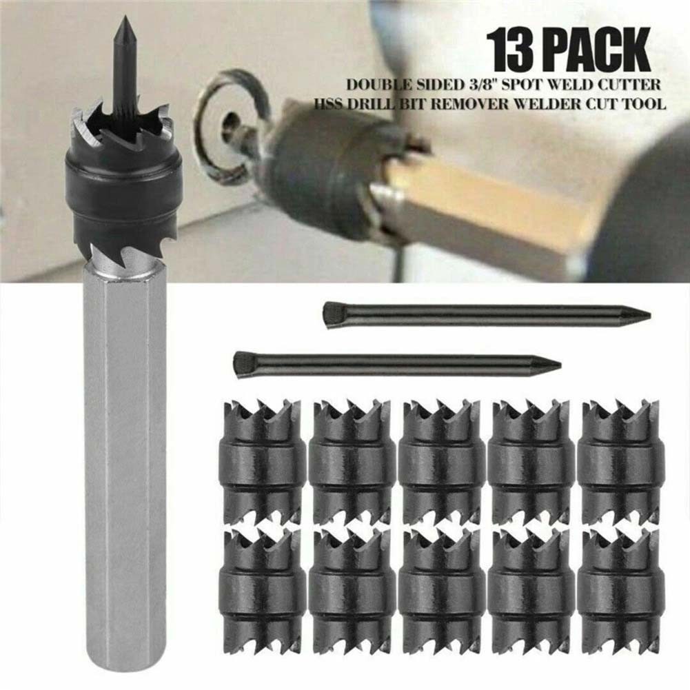 High Speed Steel 13 Pack Double Sided Spot Weld Cutter Set 38 Inch Length