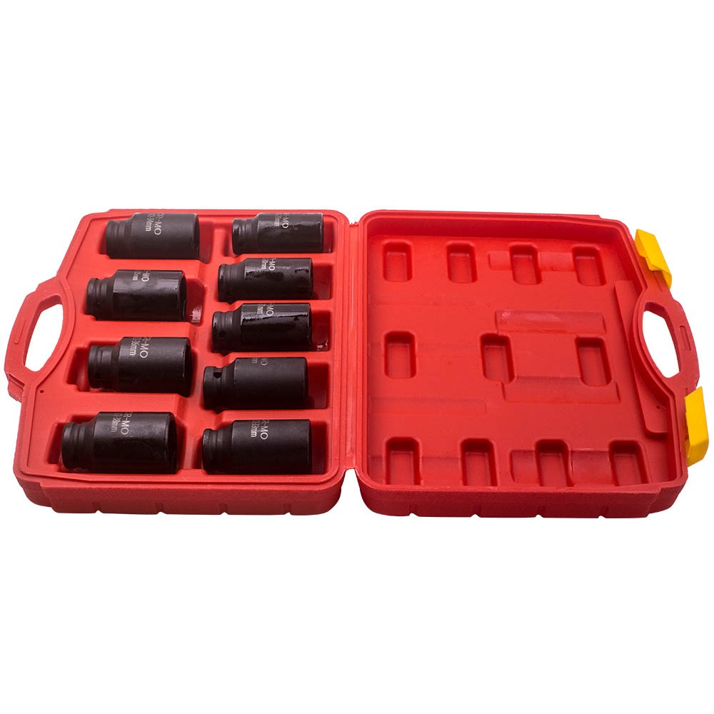 9X 1/2- Inch Drive Deep Impact Socket Set Metric Axle Hub Nut Socket 29mm-38mm