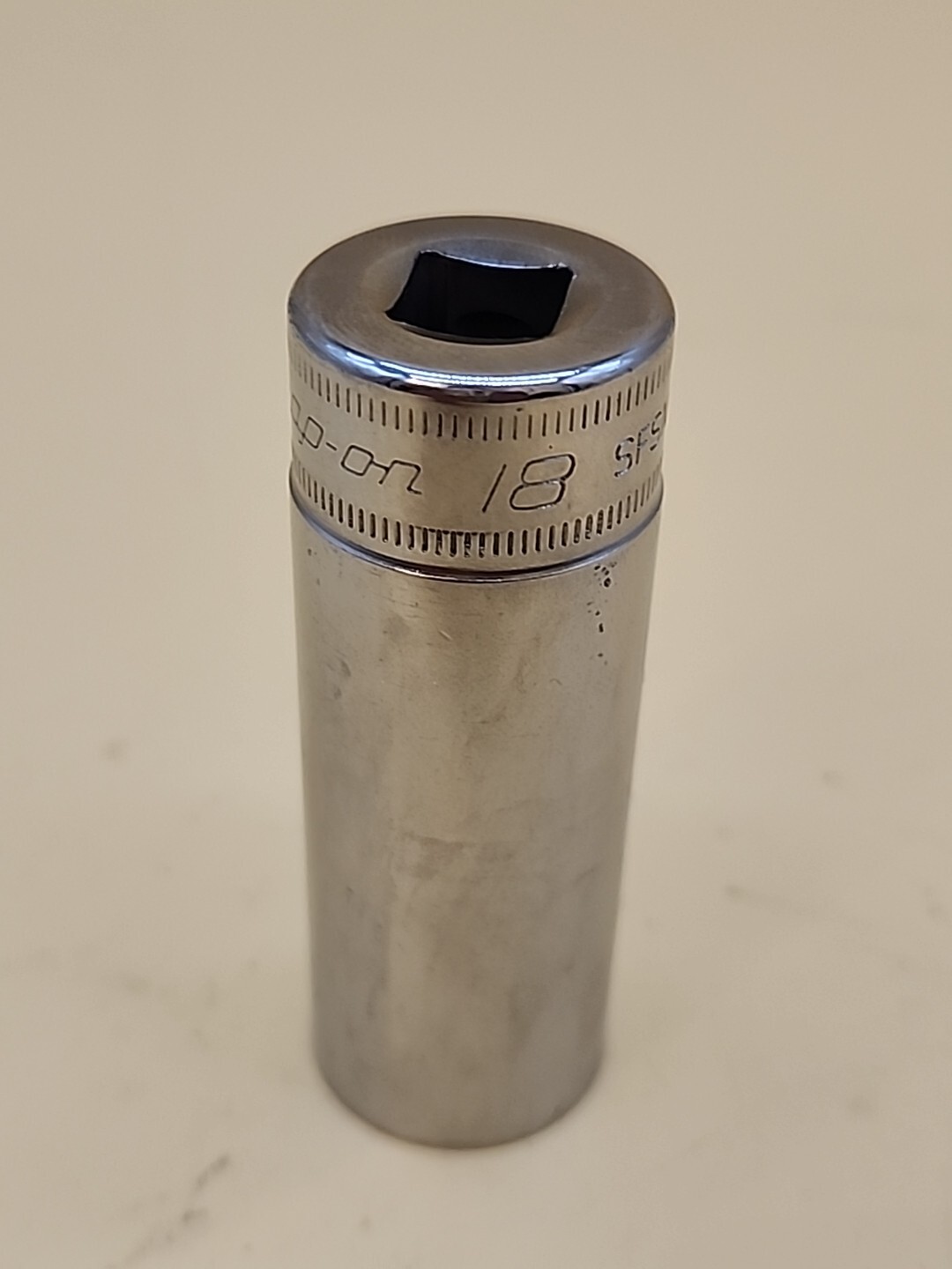 Snap-on Tools Vintage SFSM18 3/8 Drive 6 Point Chrome Deep 18mm Metric Socket