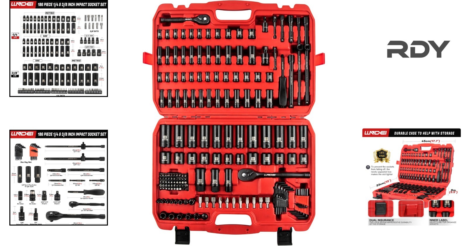 Durable 186-Piece Socket Set with Ratchet Handle – Perfect for Automotive Repair