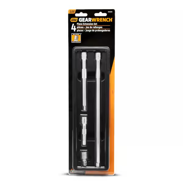 Drive Extension Bar Set 3/8 in 4-Piece Chrome-Finish Socket Extensions