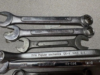 7-ASST. COMBO WRENCHES-Proto Tools 3020 5/16+PM+ACE+STANLEY 3/8-9/16” ASST. L-GN