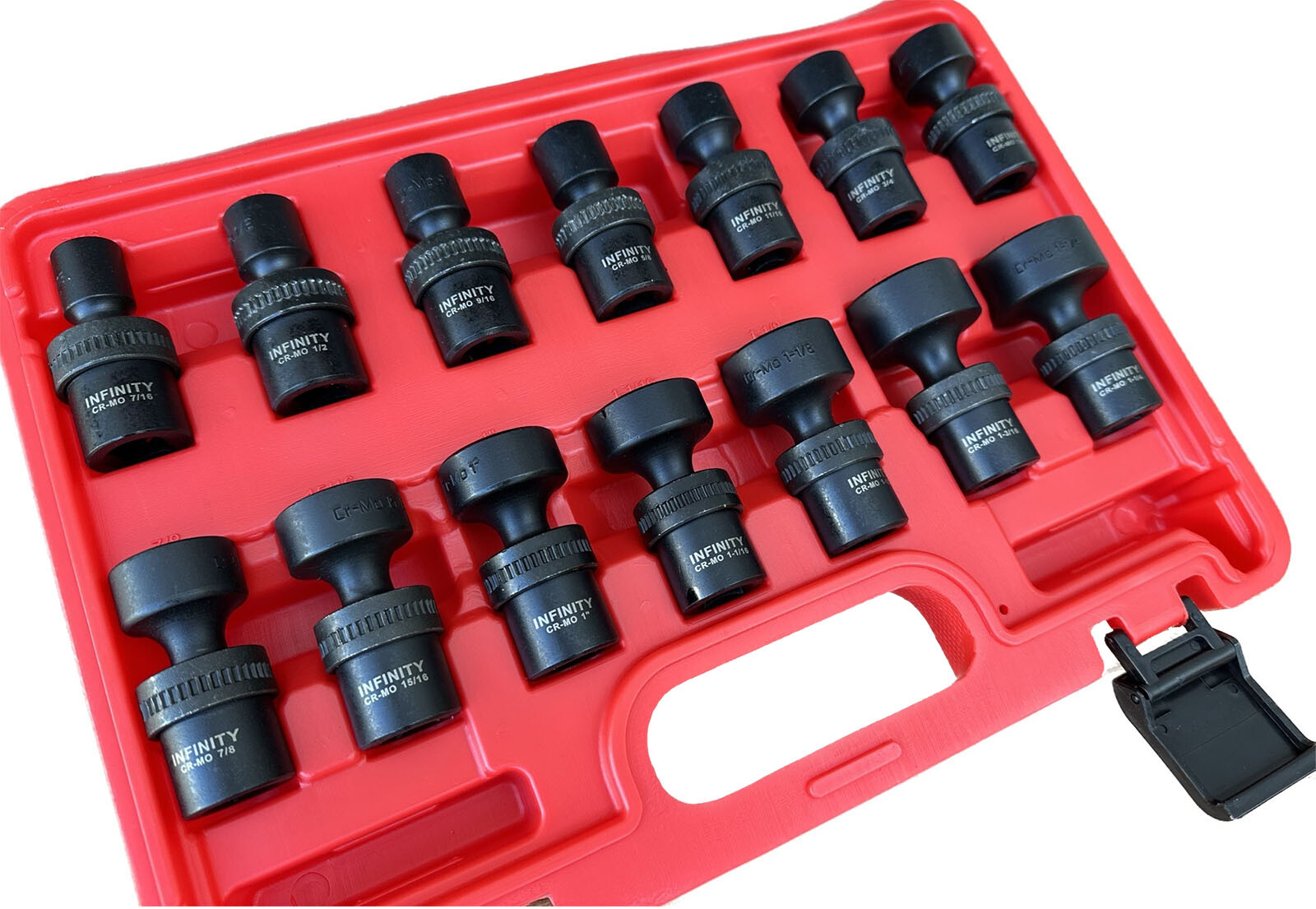 14pc SAE 1/2″ Dr. Shallow Impact Flexible Wobble Joint Swivel Socket Set Cr-Mo
