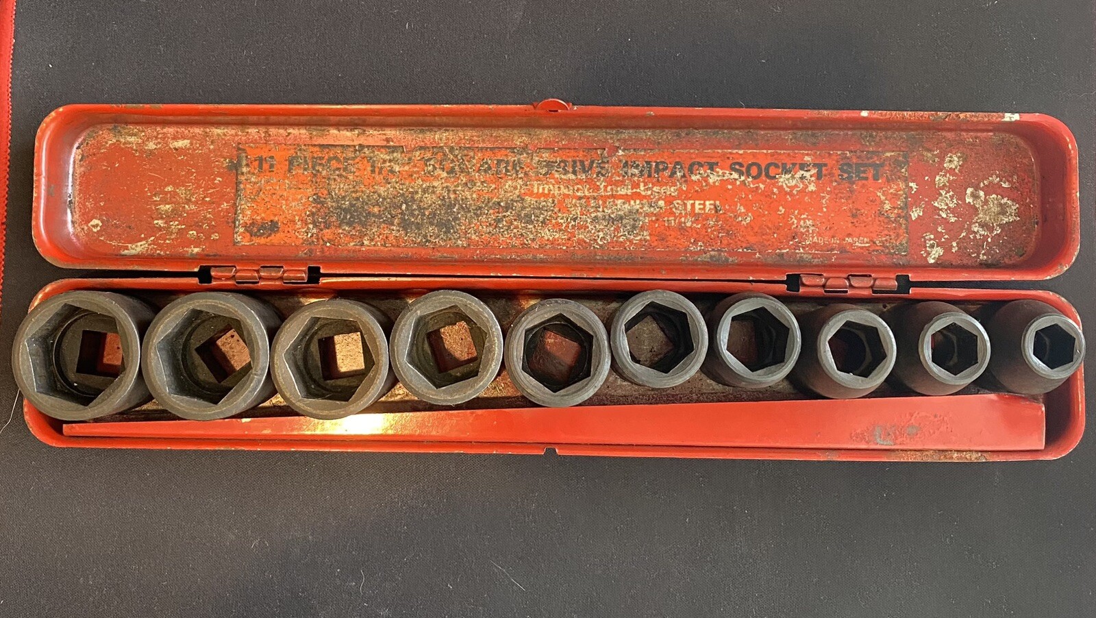 10 Piece – 6 Point 1/2″ Drive Shallow Impact Socket Set CR-V Japan 7/16 to 3/4″