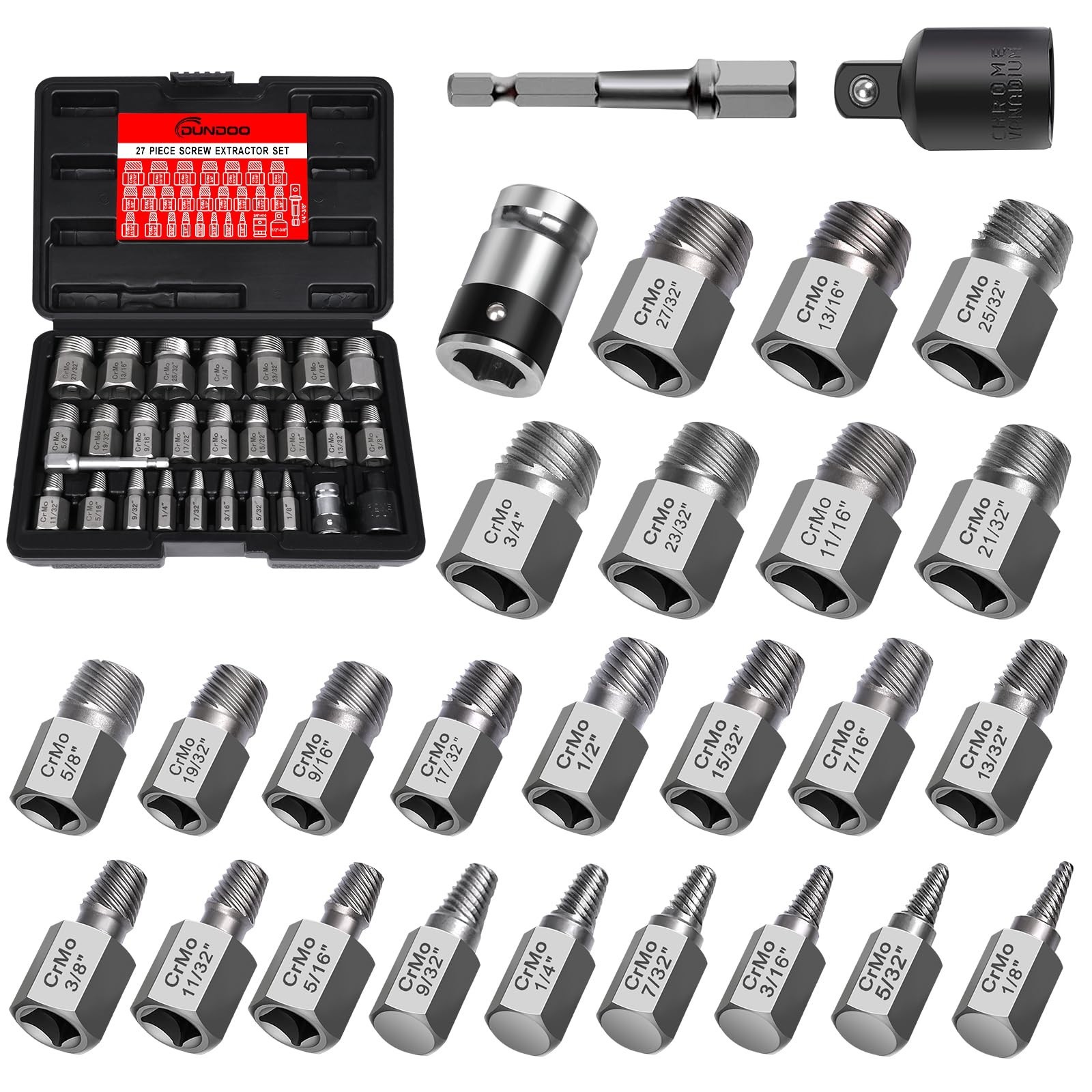 27Pcs Screw Extractor Set – Easy Out Bolt Extractor Kit for Stripped, Damaged Sc