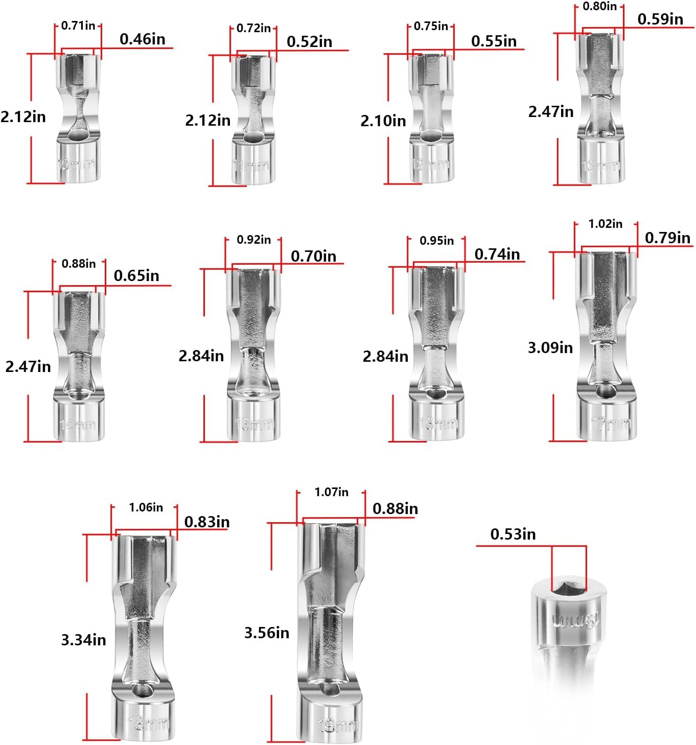 for 12030 Flare Nut Socket Set 10Pcs 3/8″ Drive Metric Injector Fuel Line
