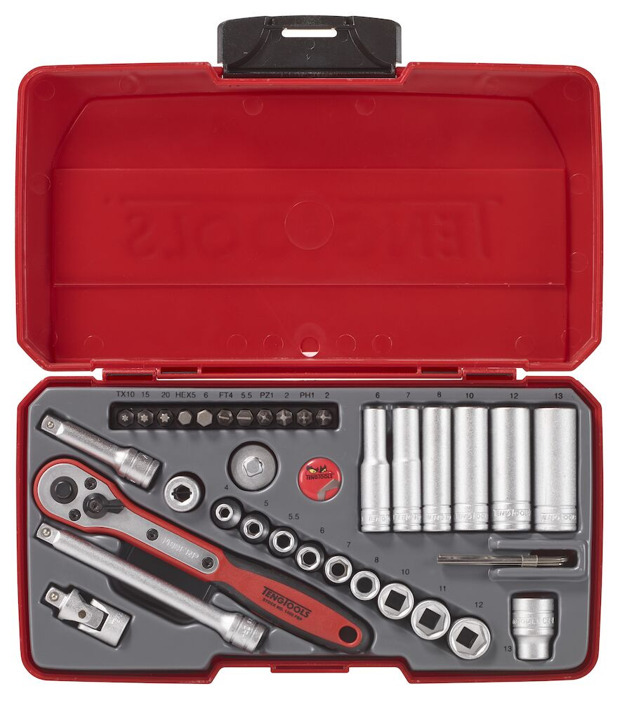TengTools T1436 1/4″ Socket Set 6 pt 36 Pieces