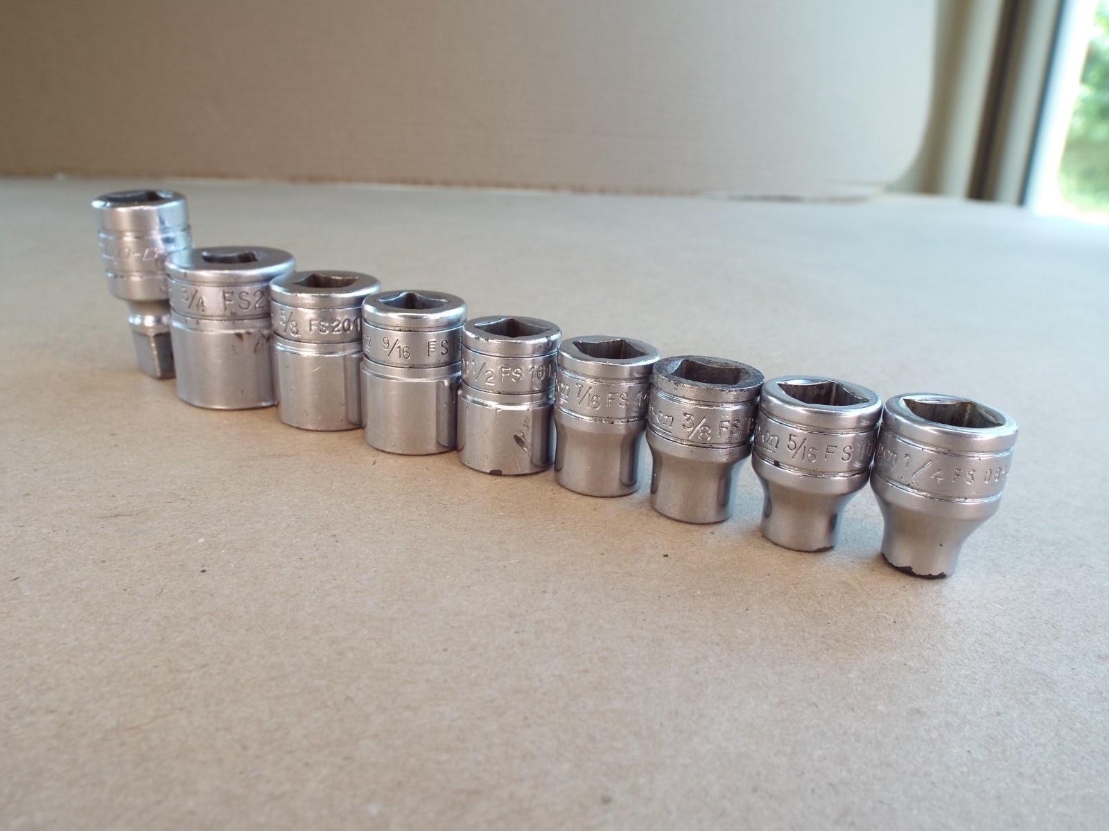 VTG Snap-on 8 Pc Socket & 1 Ext Lot 3/8 Dr 6 Point USA Made (Please Read)