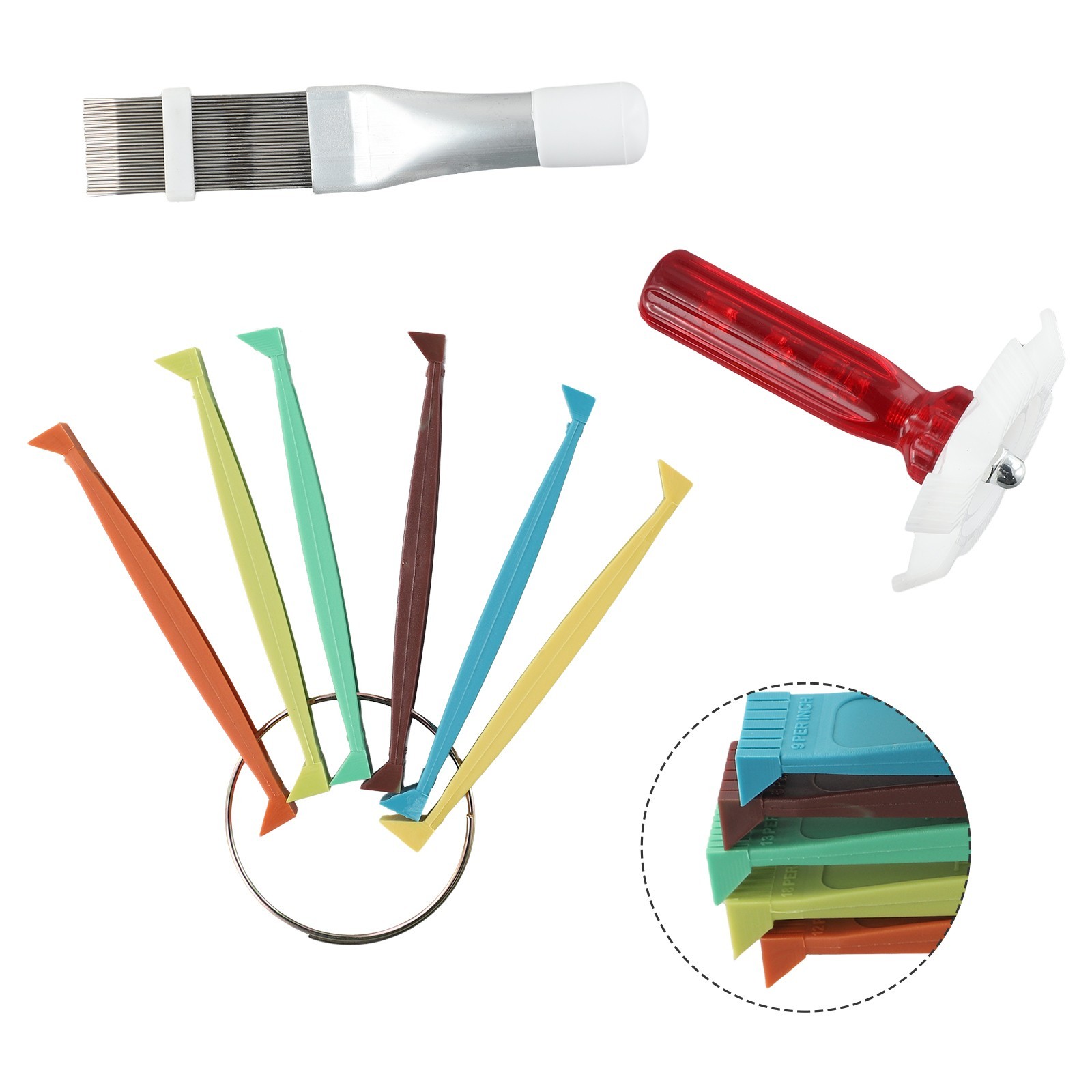 Comb Fin Comb Tool Set 3Pcs/Set Fin Cleaning Brush Stainless Steel + ABS