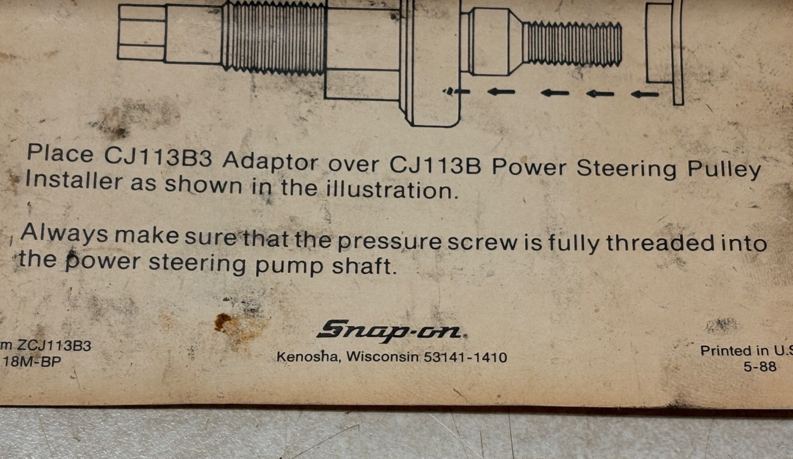 Snap On Power Steering And Alternator Pulley Puller & Installer CJ113B & CJ112B